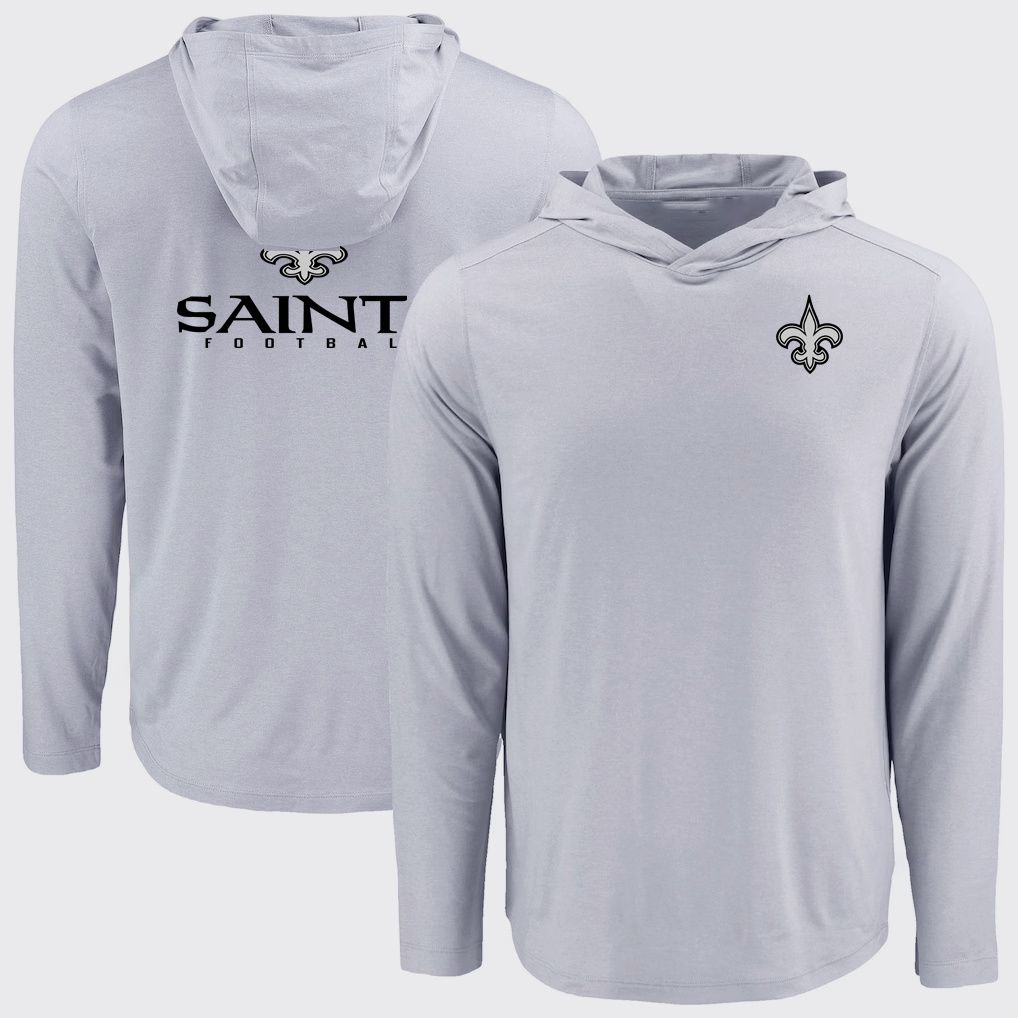 Men 2026 NFL New Orleans Saints Hooded long sleeved T-shirt grey 05